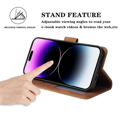 ZZXX Leather Wallet Phone Case for E 16 Pro Max 15 14 13 Mini 12 11 X XS XR SE2 8 7 6S plus Flip Card Slot Holder Cover