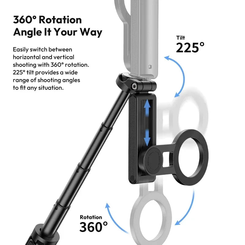 Magnetic Phone Tripod Wireless Phone Grip Selfie Stick Desktop Tripod for Iphone 12 13 14 15 16 Pro Max for Samsung Phone Holder