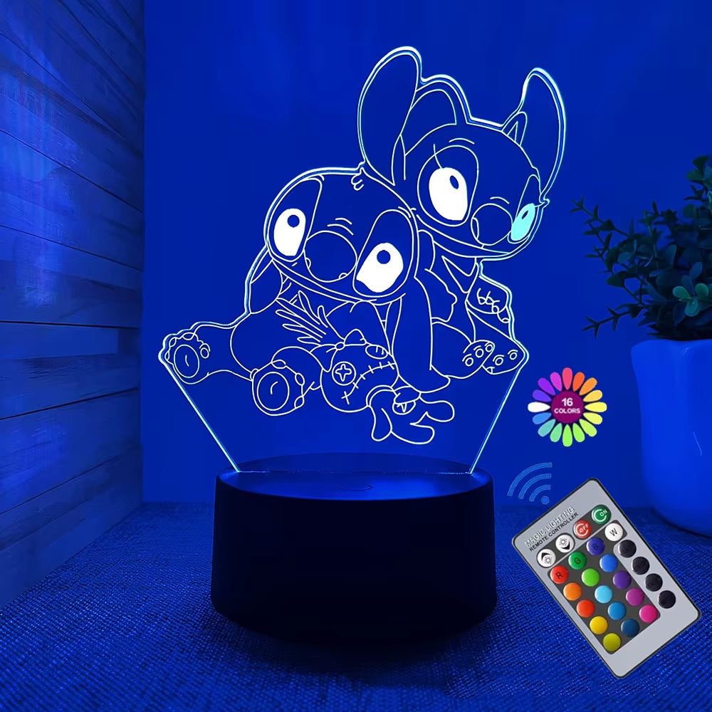 3D Illusion Stitch Night Light with Remote Control and Smart Touch Room Decor Lamp Birthday Valentine'S Day Christmas Gifts