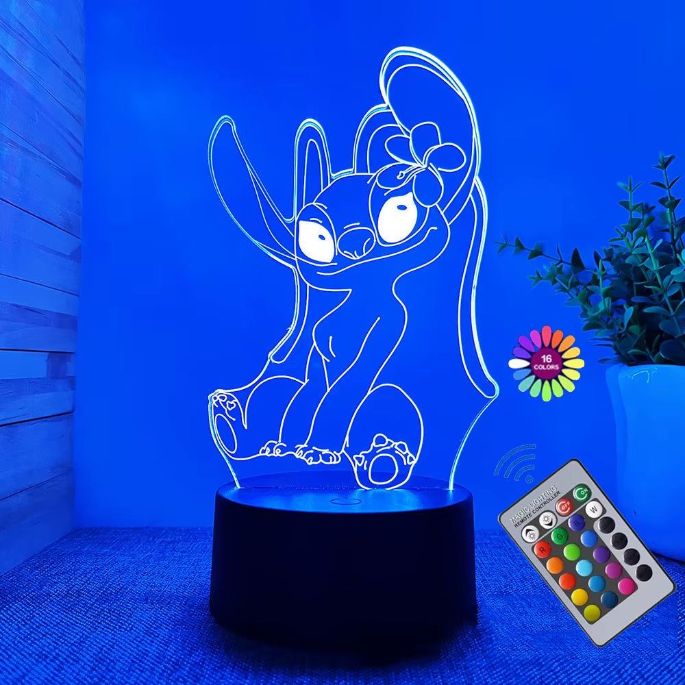 3D Illusion Stitch Night Light with Remote Control and Smart Touch Room Decor Lamp Birthday Valentine'S Day Christmas Gifts