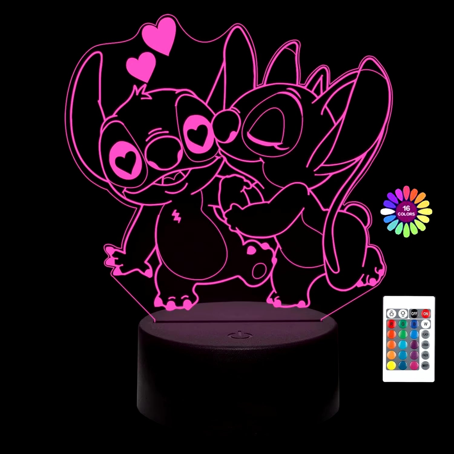 3D Illusion Stitch Night Light with Remote Control and Smart Touch Room Decor Lamp Birthday Valentine'S Day Christmas Gifts
