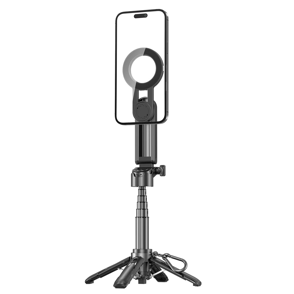 Magnetic Phone Tripod Wireless Phone Grip Selfie Stick Desktop Tripod for Iphone 12 13 14 15 16 Pro Max for Samsung Phone Holder