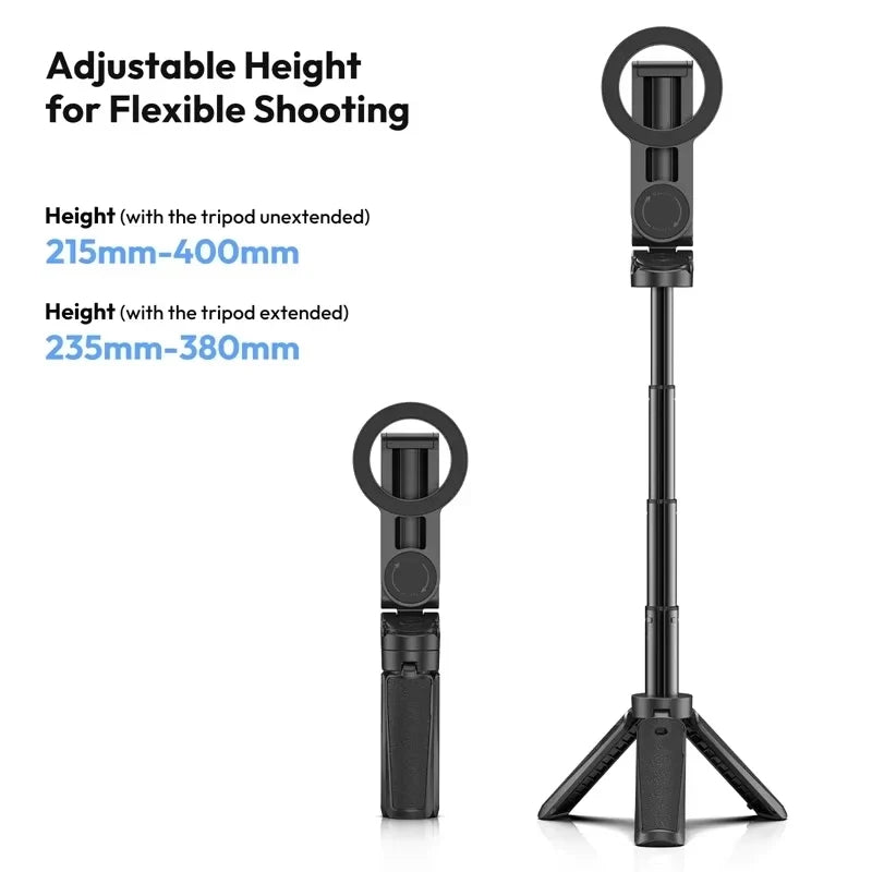 Magnetic Phone Tripod Wireless Phone Grip Selfie Stick Desktop Tripod for Iphone 12 13 14 15 16 Pro Max for Samsung Phone Holder
