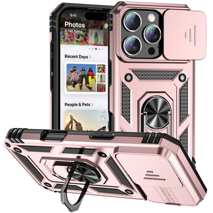 Ring Stand Rotating Slide Camera Lens Military Grade Armor Case for Iphone 16 14 13 12 11 15 Pro Max 16 plus 13Mini 12Mini Cover