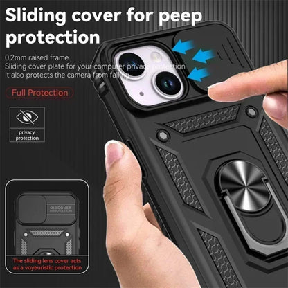 Ring Stand Rotating Slide Camera Lens Military Grade Armor Case for Iphone 16 14 13 12 11 15 Pro Max 16 plus 13Mini 12Mini Cover