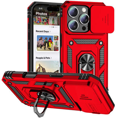 Ring Stand Rotating Slide Camera Lens Military Grade Armor Case for Iphone 16 14 13 12 11 15 Pro Max 16 plus 13Mini 12Mini Cover