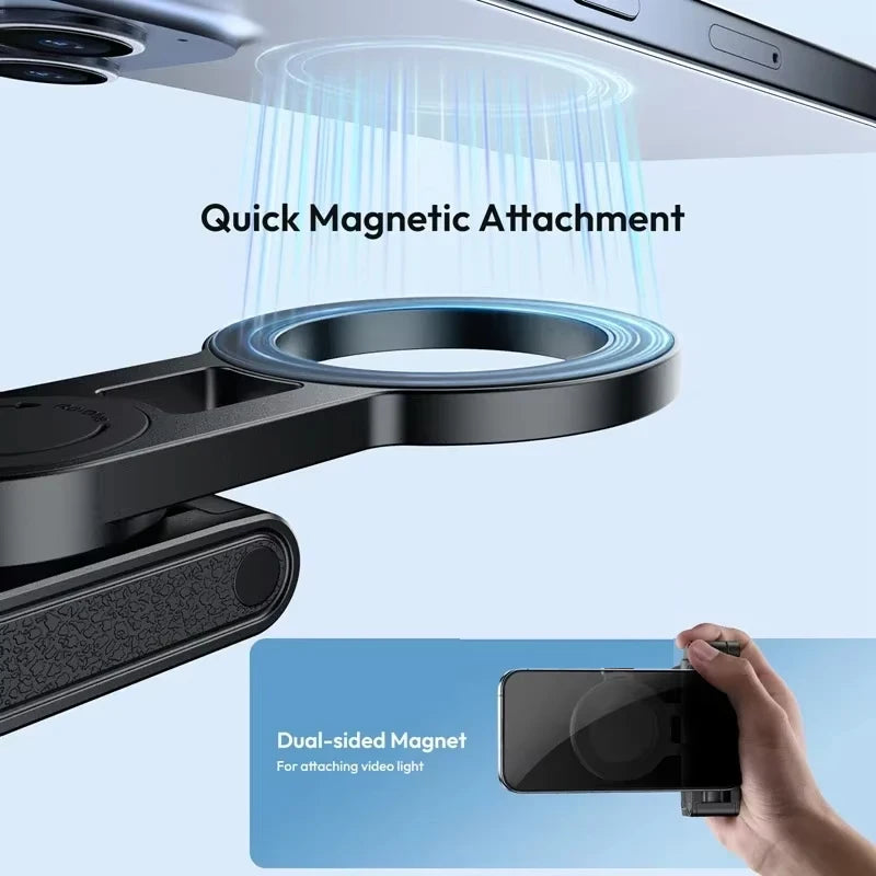 Magnetic Phone Tripod Wireless Phone Grip Selfie Stick Desktop Tripod for Iphone 12 13 14 15 16 Pro Max for Samsung Phone Holder