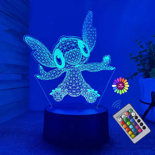3D Illusion Stitch Night Light with Remote Control and Smart Touch Room Decor Lamp Birthday Valentine'S Day Christmas Gifts