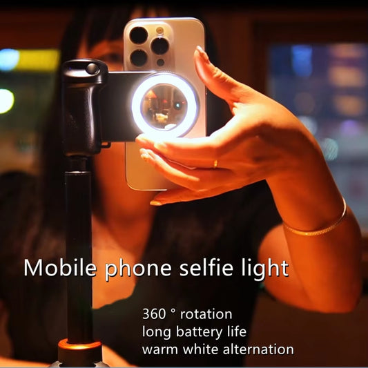 Magnetic Smartphone Handle Grip with Detachable 30M Bluetooth Remote with Fill Light Anti-Shake Selfie Handle Photo Bracket